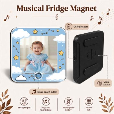 Personalized Baby Photo Musical Fridge Magnet with Custom Photo and Any Favorite Song Birthday Gift for Baby Girl for Daughter & Son